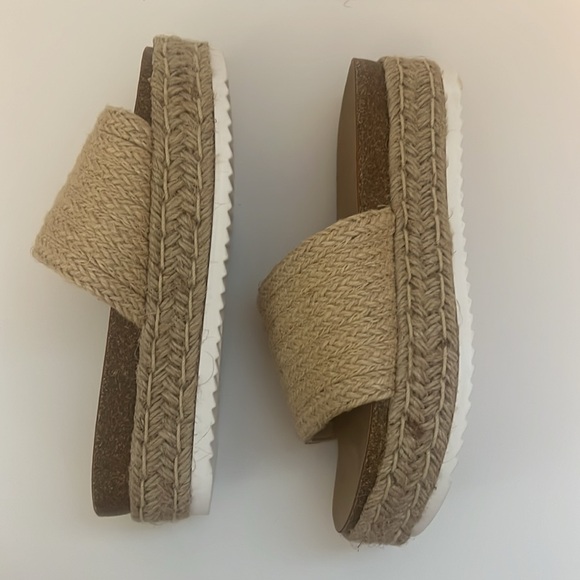 Womens Open Toe Platform Wedge Heel Raffia Espadrille Flat Sandals - Picture 8 of 9